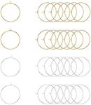 PH PandaHall Round Hoop Earrings,100 pcs 2 Colors 25mm(1 Inch) Brass Wire Hoops Wine Glass Charm Rings Beading Hoop for DIY Craft MakingDecoration Party Favors, Golden/Silver