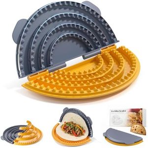 4-in-1 Tortilla Sealer Press, Tortilla Crimper Maker for 4”, 6”, 8”, 10” Wraps, Detachable Shark Tooth Design, BPA-Free, Dishwasher Safe, Suitable for Making Sealed Quesadilla, Taco, Burrito, Dumpling