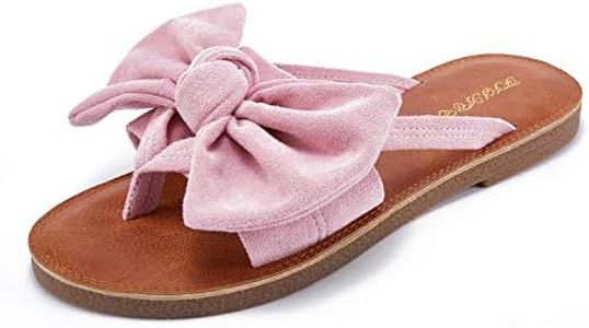 FISACE Womens Slip On Flip Flops Ring Toe Strappy Casual Summer Gladiator Flat Sandals Pink