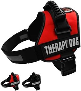 Albcorp Reflective Therapy Dog Vest Harness, Woven Polyester & Nylon, Adjustable Service Animal Jacket, with 2 Hook and Loop Therapy Dog Removable Patches. Red, Large