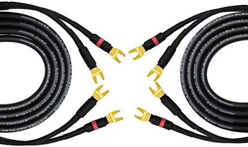 3 Meter Pair of Mogami 3082 Superflexible Coaxial 15 AWG Audiophile Speaker Cables - Terminated With Gold Plated Spade Connectors - (2 Cables, 3 Meter Each & 2 Spade plugs on each end)