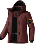FREE SOLDIER Women's Waterproof Ski Snow Jacket Fleece Lined Warm Winter Rain Jacket with Hood Fully Taped Seams(Wine Red,M)