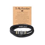 YSSHIN Grandson Bracelet Grandson Gifts from Grandma, Braided Leather Svana Bracelet Inspirational Wristband Birthday Christmas Gifts for Grandson