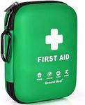 General Medi First Aid Kit - 170 Pieces Hard Case and Lightweight - Includes Instant Cold Pack,Emergency Blanket for Travel, Home, Office, Vehicle, Camping, Workplace & Outdoor (Green)