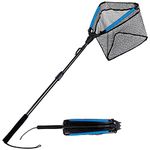 PLUSINNO Floating Fishing Net for Fly, Kayak, Catfish, Bass,Steelhead, Salmon, Trout Fishing, Portable Foldable Collapsible Telescopic Fish Landing Net, Fishing Gifts for Men Dad Grandpa