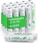 WENJOOP Rechargeable AAA Batteries 16 Pack, 1100 mAh High Capacity NiMH AAA Rechargeable Batteries, Pre-Charged and Long-Lasting 1.2V Low Self Discharge High-Performance Triple AAA Batteries