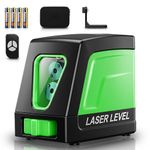 TOMAHAWK® 2 Line Laser Cross Line Leveller TLL-GLC-02 | Self- Leveling Green Laser Level | 25m Working Distance | 3mm Precision | IP54 Dustproof | Magnetic Bracket & Remote Control | Indoor Usage