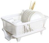 HAKKU 3 in 1 Plastic Sink Set Dish Rack Drainer with Tray Large Size, Drying Rack Washing Basket with Tray for Kitchen, Dish Rack Organizers Platform Basket