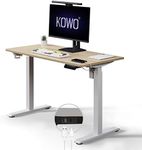kowo Standing Desk with USB Hub & USB C Charger, Height Adjustable Electric Standing Desk with 120cm (L) Non-Spliced Desk Top, Sit Stand Desk, Stand Up Desk, Home Office Desk, Adjustable Table, Oak