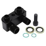 A/C Compressor Fitting AC Compressor Fitting 90° Turn Angle 6061‑T6 Billet Aluminum Alloy Black Adaptor Kit Replacement for Ford LSX LS1