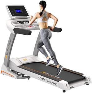 LET'S PLAY LP-200 Semi Commercial 6HP Peak AC Motor Treadmill for Home Gym,Automatic Incline for Walking & Running,160Kg User Weight,Top Speed 18Km/Hr,12 Programs [5 Year Warranty],White and Silver