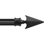 Deco Essential Adjustable Curtain Rod for Windows 36 to 66 Inch Extendable Length Heavy Duty Iron Telescopic Door Drapery Rod with Brackets Full Set & Flat Arrow Finials (3/4" Diameter, Black Matt)
