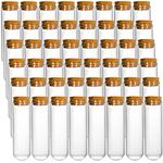 Frcctre 48 Pack 45ml Glass Test Tubes with Cork Stoppers, 25x140mm Clear Round Bottom Glass Test Tubes for Scientific Experiments, Bath Salt and Candy Storage, Plant Propagation Container