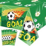 4Pcs Football Tablecloths, Football Party Disposable Table Cover, Rectangular Table Decoration for Kids Football Theme Fan, Sports Event, Game Day, Football Birthday Party Supplies, 130 x 220cm