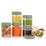 haakaa Reusable Glass Baby Food Storage Jars with Silicone Lids – 6pc 4 x 4oz + 2 x 7oz, Premium Lab-quality Borosilicate Glass, Plastic-free, Freezer, Microwave & Ovensafe.