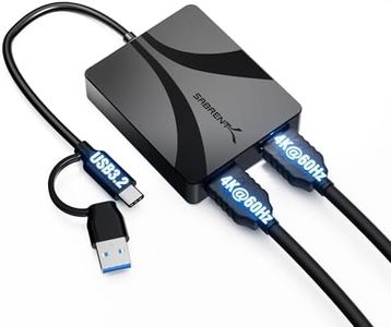 SABRENT USB C to HDMI Adapter 4K 60Hz, Dual Monitor Extended Display with DisplayLink, Thunderbolt Compatible, Mac M1/M2/M3, USB C & USB A, Windows, macOS & Linux (DA-CA2H)