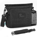 LOYEE Dog Treat Pouch for Training with Magnetic Closure, Portable Dog Walking Fanny Pack Built-in Poop Bag Dispenser and Multiple Pockets, Includes Waist Belt Clip, Adjustable Shoulder Strap (Black)