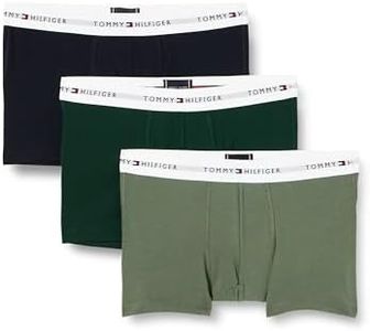 Tommy Hilfiger Men Pack of 3 Boxer Short Trunks Stretch Cotton, Multicolor (Hunter/Stonewash Gr/Des Sky), S