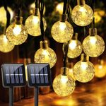 ACAN 100FT Solar String Lights Outdoor, Crystal Globe Patio Lights with 120 Shatterproof LED Bulbs, Waterproof Hanging Lights String for Outside Backyard, Deck, Porch, Garden, Party (50FT*2)