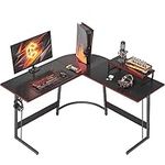 CubiCubi L Shaped Gaming Desk Computer Office Desk, 120 cm Corner Desk with Large Monitor Stand for Home Office Study Writing Workstation, Black Carbon Fiber