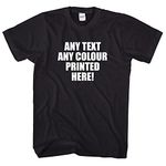 FunkyShirt Personalised T-Shirt for Men Women Kids Printed Tshirts with Any Text Words Top Customised Black