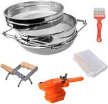 MayBee Double Sieve Honey Harvesting Kit for Beekeepers, Beekeeping Starter Kit Set of 5, Double Sieve Honey Strainer Stainless Steel, Frame Grip, Uncapping Fork, Honey Gate, Honey Filter Bag