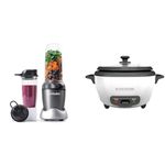 Nutri Bullet NB50100C Pro 1000 Single Serve Blender (1000W) 7-Piece Set | BLACK+DECKER 2-in-1 Rice Cooker & Food Steamer (6-Cup)