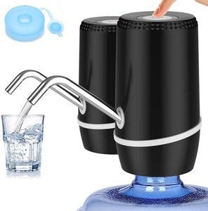 2 Pack 5 Gallon Electric Portable Water Dispenser, Universal USB Charging Water Bottle Pump, 3-5 Gallon Jug Water Dispenser with Silicone Cap - Black ﻿