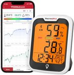 ThermoPro TP358 Bluetooth Hygrometer Room Thermometer with Built-in Clock, Swiss-made Sensor Indoor Thermometer with Backlit and Notification Alert Ideal for Baby Room, Greenhouse, Office and Cellar