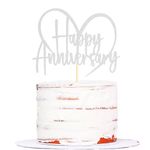 Sumerk 1 PC Happy Anniversary Cake Topper Wedding Anniversary Cake Toppers 50th Wedding Anniversary Cake Decorations Anniversary Party Decoration Sliver