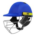 DSC Avenger PRO Premium Cricket Helmet for Men & Boys (Fixed Spring Steel Grill | Back Support Strap | Neck Guard |Lightweight| Size:Small (Royal Blue)