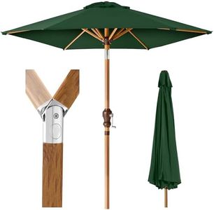Best Choice Products 10ft Market Umbrella, Outdoor Sun Shade for Backyard, Deck, Poolside, Table w/Woodgrain Pattern, Easy Tilt & Crank - Green
