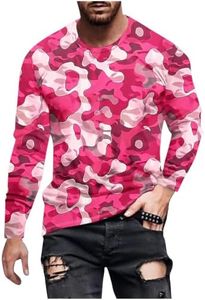 Long Sleeve Shirts for Men Camouflage Hunting Gear Compression Shirt Gym Running Mens Fitness Tactical Vest Biking Football Soccer 02#,Pink,Petite