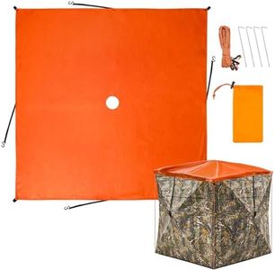 Mofuiry Blaze Orange Hunting Blind Cap, Safety Blind Panels with Windproof Fixing Stakes& Ropes Waterproof Deer Hunting Blind Accessories for Hub-Style 4-Sided Ground Blinds, 55 × 55 Inches