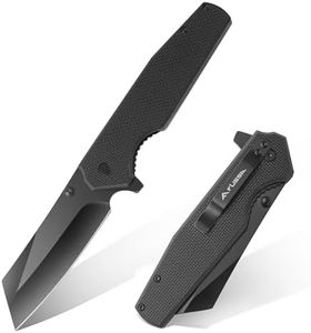 FLISSA Folding Knife, 4-3/4" Reverse Tanto Folding Pocket Knife, Black Stonewash Blade, G10 Handle, for Hunting, Survival, Camping and Outdoor Activities