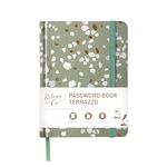 Rileys & Co. Compact Terrazzo Password Book | Alphabetized Tabs, Secure Login Organizer, Internet & Website Username Keeper | Portable and Convenient (Green, 6 x 5 Inches)