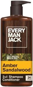 Every Man Jack 2-in-1 Daily Shampoo + Conditioner - Amber + Sandalwood | Nourishing For All Hair Types, Naturally Derived, Cruelty-Free Shampoo and Conditioner Set for Men | 24oz -1 Bottle
