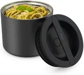 Bentgo® Stainless Insulated Food Container - Triple Layer Insulation, Leak-Proof Lid, Wide Mouth Design - Sustainable 2.4 Cup Capacity, Food-Grade Materials, Ideal for Cool or Warm Food (Carbon Black)