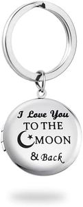 PHOCKSIN Silver Heart Locket Keychains For Women Black Silver Locket Key chain that Hold Pictures Photo Keychain as Gifts, Round Silver Moon Back