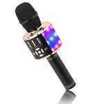 BONAOK Microphone for Kids Wireless, Magic Sound Karaoke Wireless Microphone, 4 in 1 Bluetooth Karaoke Machine, Adult Car Karaoke Mic Singing Machine, for Party/Outdoor/Travel(Black Gold)