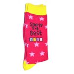 SHATCHI Women's Simply The Best Nana Novelty Socks For Women Designer Socks Grandmother Granny Birthday Christmas Mo, Pink and Yellow, One Size EU