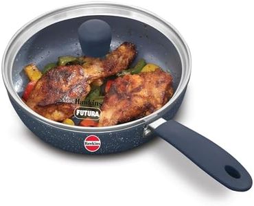 Hawkins Ceramic Nonstick Frying Pan, 19 cm Diameter, Induction Fry Pan with Glass Lid, Granite Omlette Egg Pan (ICF19G)