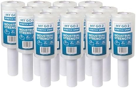 12 Pack 5" Stretch Wrap Rolls, 6000ft Industrial Strength with Handle, 80 Gauge, Clear Plastic Shrink Film for Moving, Packing Pallets, Self-Adhering Heavy Duty Wrap Durable Cling for Secure Packaging