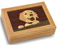 MarqArt Wood Art Dog Box - Handmade in USA - Unmatched Quality - Unique, No Two are the Same - Original Work of Wood Art (#4146 Happy Dog 4x5x1.5)