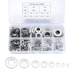 360PCS Flat Washers, Stainless Steel Silver Round Metric Flat Washers M2 M2.5 M3 M4 M5 M6 M8 M10 for Home Decoration Factories Repair Construction