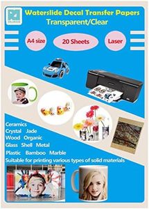 Rolurious 20 Sheets A4 Size Laser Waterslide Decal Paper Sheets Transparent Clear Water Slide Paper for Laser Printer