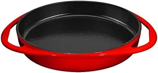Bruntmor Double Handled Enameled Red Cast Iron Round Tarte Tatin Dish Pan Mini Roasting Dish