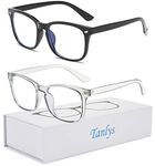 Tanlys 2 Pack Blue Light Blocking Glasses for Computer Eye Strain [Dry Eye & Sour Eye], Anti UV Reduce Headache Stylish 2020 Bluelight Blocker Glasses Men Women (Black Clear)