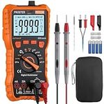 Proster Multimeter TRMS 6000 Counts Auto Manual Range Multimeter Tester with DC/AC Voltage DC/AC Current NCV Detector Temperature Capacitance Resistance Diode Continuity Tester with Cloth Bag