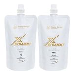 Beauty Garage Hair Straightening Cream and Neutralizer Set | X-Straight Hair Smoothening Cream for Silky Texture & Frizz-Free Results – 125ml Each (2-Step Kit)
